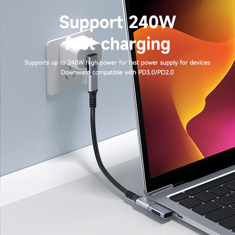 Hagibis 240W USB C to C Adapter 40Gbps 8K 60Hz 90 Degree Converter USB4 Adapter for Thunderbolt 4/3 MacBook iPhone 15 Pro Tablet. 