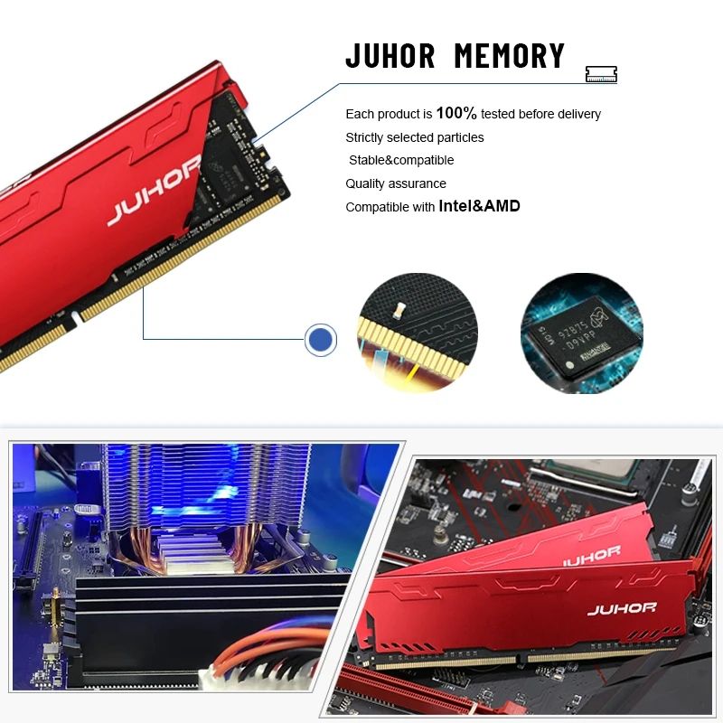 2024 JUHOR DDR4 8GB 3200MHz UDIMM Desktop Memory Module Ram. 