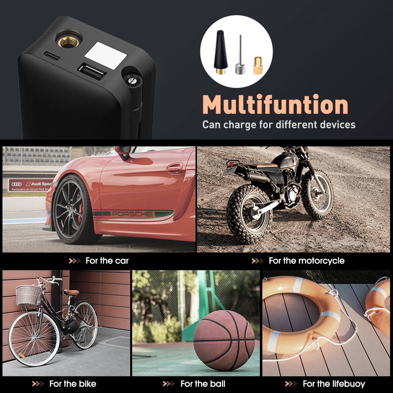 CARSUN Rechargeable Air Pump Tire Inflator Portable Compressor Digital Cordless Car Tyre Inflator For Motocycle Bicycle Balls. 