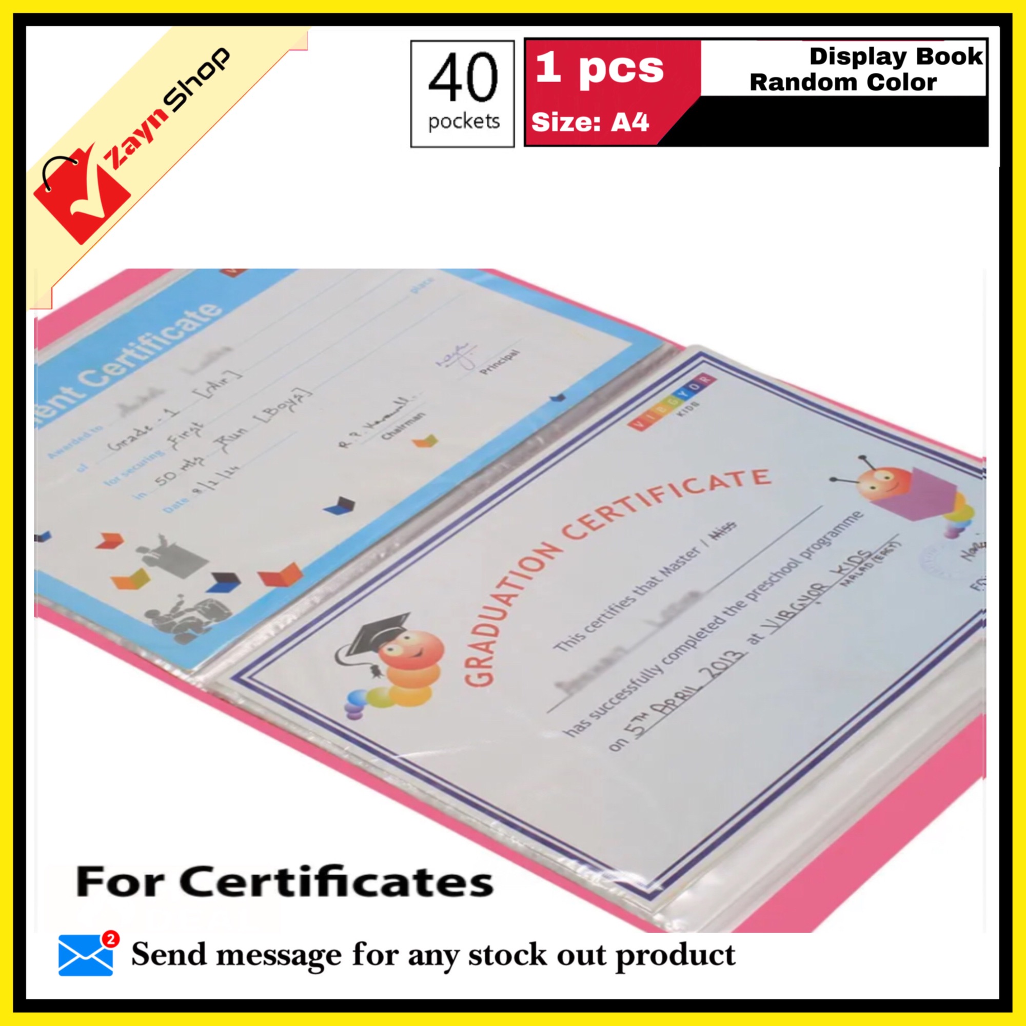 Display Book 40 Pocket Thin Plastic File Folder Display Presentation Book, A4 Size Random Color 1pcs - Innovative Design - Organize with Style. 