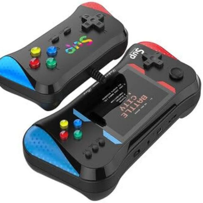 X7M 3.5 inch Game Console Built-in 500+ Video Games TV Support with AV Cable Output and 1 Joystick Rechargeable Game Box (Black). 
