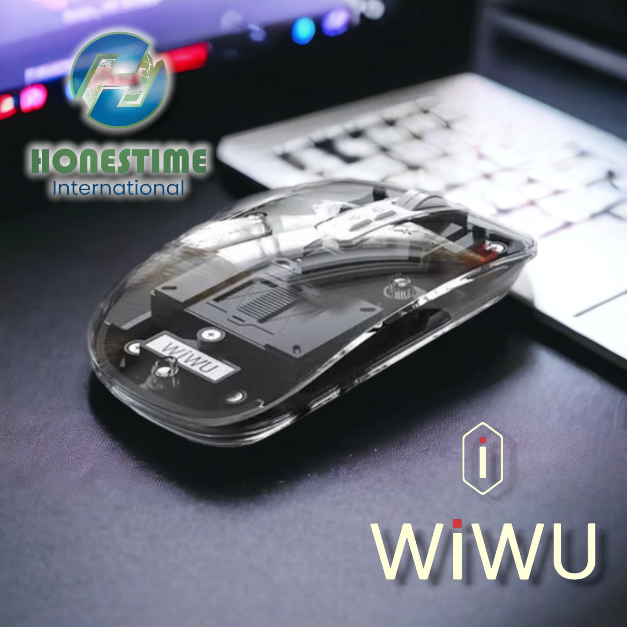 WiWU rechargeable Transparent Mouse Crystal Magnetic Wireless Mouse. 