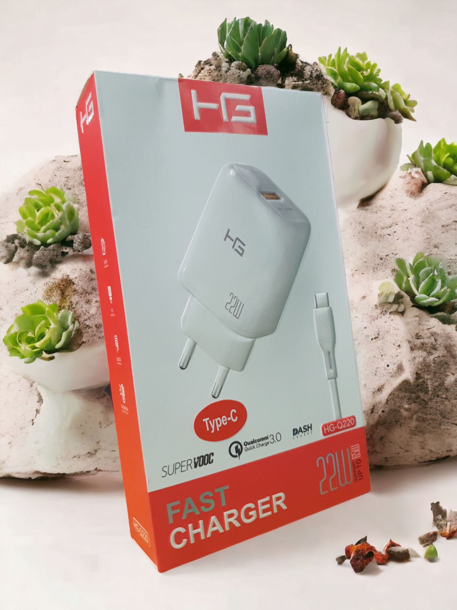 HG 22W FAST CHARGER WITH TYPE-C CABLE. 