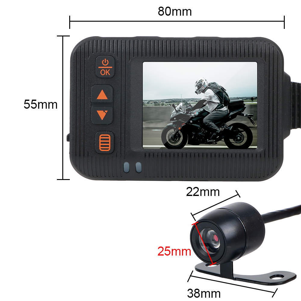 2 Inch Dashcam Motorcycle DVR Camera Video Recorder Wired Remote Control 1080P/720P Waterproof Wide Angle Front Rear Camera. 