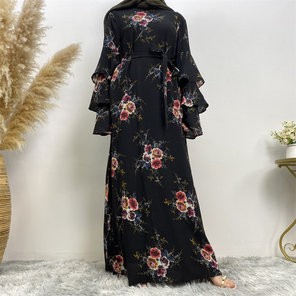 Muslim plus-size fashion hot new Arab Dubai women's clothing Islamic women's print robe dress Saudi Malaysia long sleeve elegant