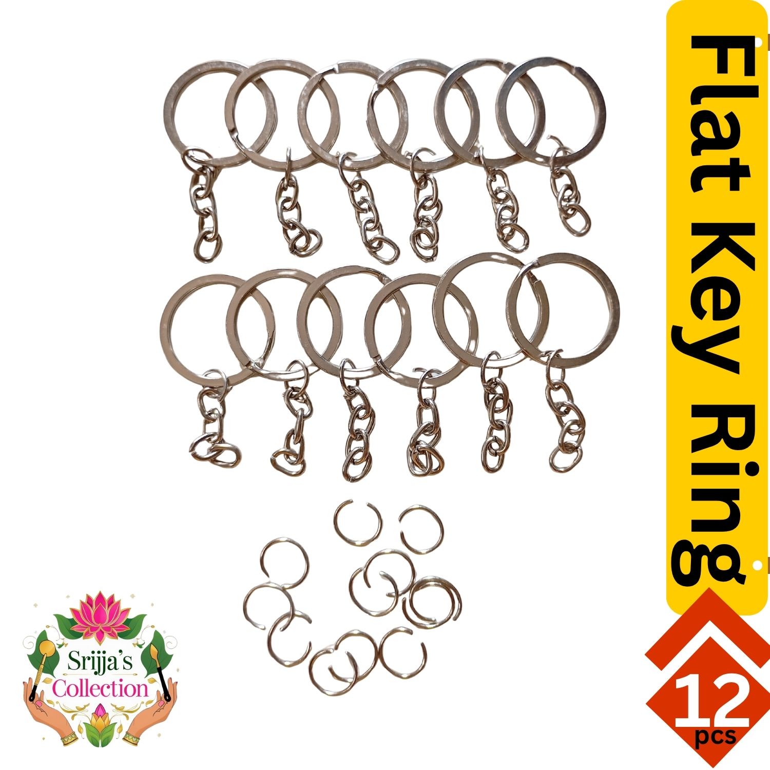 12 pieces Key Rings with Chain Metal Split Rings for Crafts 25mm with ...
