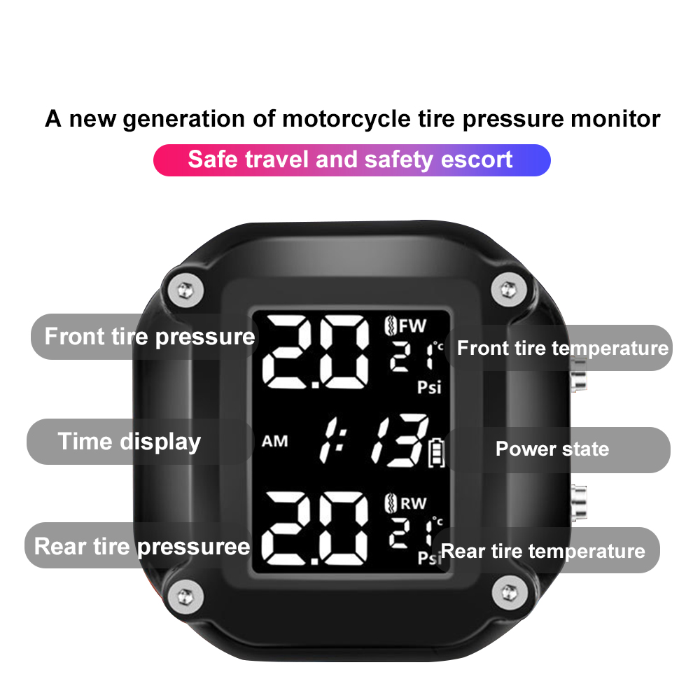 Motorcycle TPMS 2 Sensors Tire Pressure Monitoring System Tyre Tester Test Diagnostic Tools Bike Motorbike Accessories Electrics. 