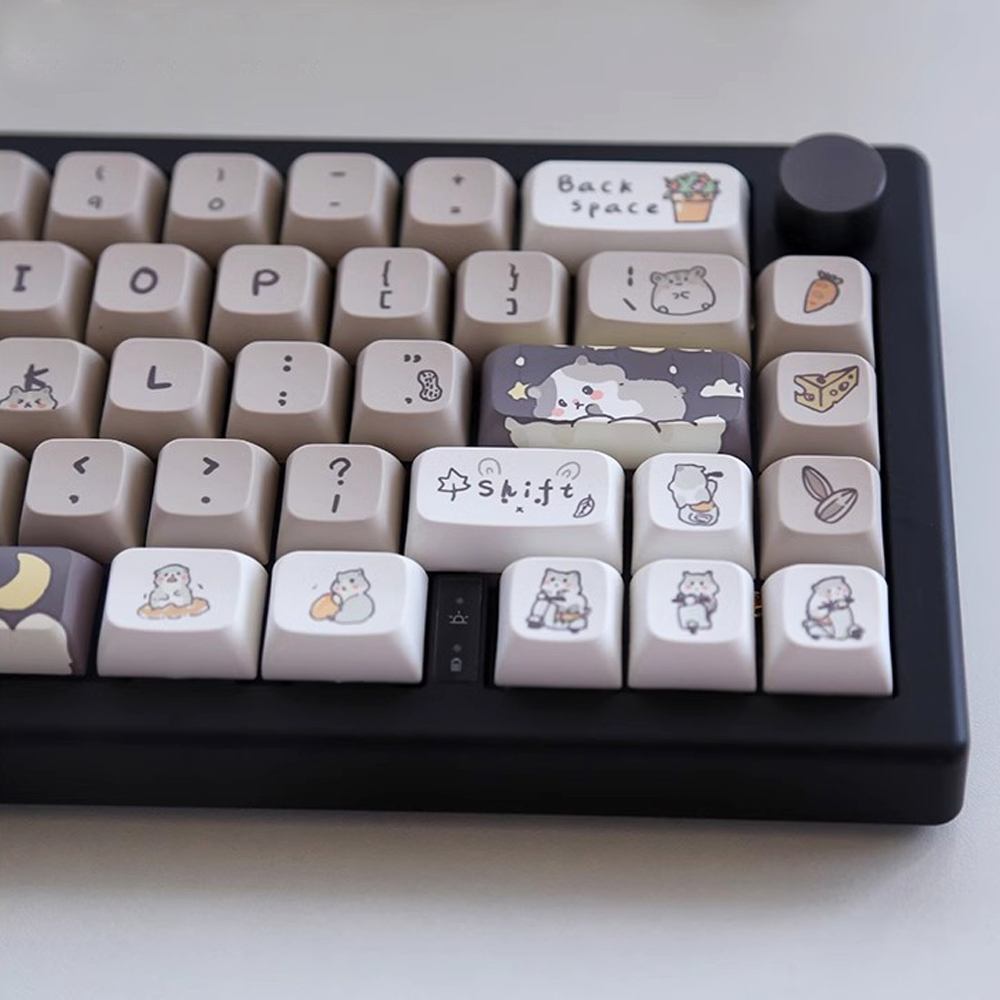 132 keys Cute Mouse Cartoon Theme Keycaps XDA Profile Key caps English for 61/64/68/84/87/96/98/104 Mechanical Keyboard Keycaps. 