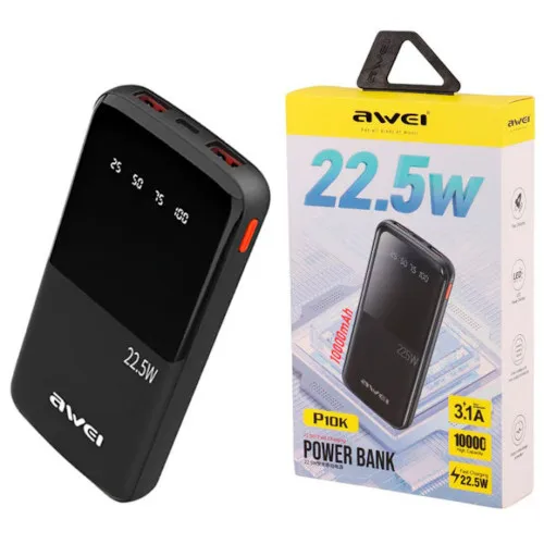 Awei P10K 10000mAh 22.5W PD Fast Charging Digital Display Power Bank