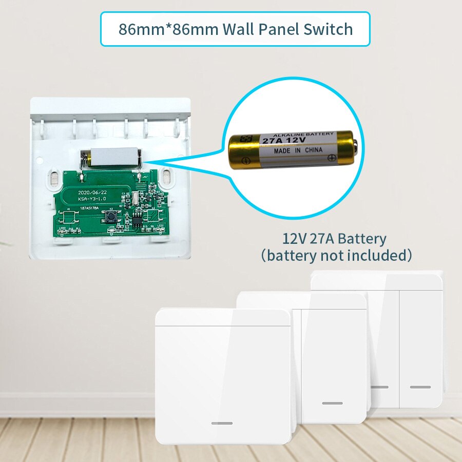 Wireless Smart Switch Light 433Mhz RF 86 Wall Panel Switch with Remote Control Mini Relay Receiver 220V Home Led Light Lamp Fan. 