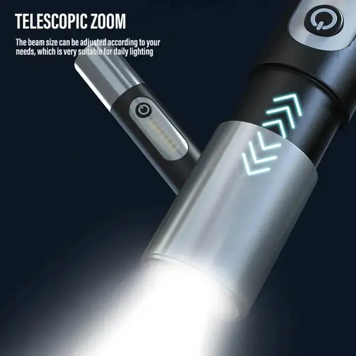 Multifunctional LED Flashlight XST-836 Work Light USB Rechargeable Camping Fishing Lantern Waterproof Zoom Torch KeyChain Lamp-The Asia. 