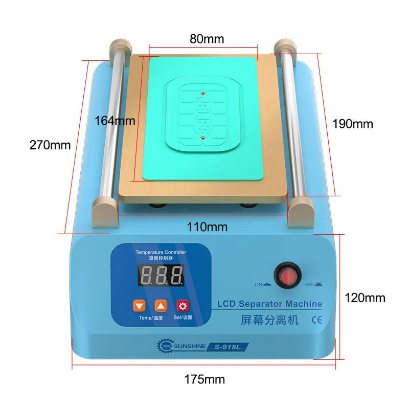 SUNSHINE S-918L LCD Screen Separator for Mobile Phone Below 8 Inches Super Suction Screen Repair Separation Machine. 