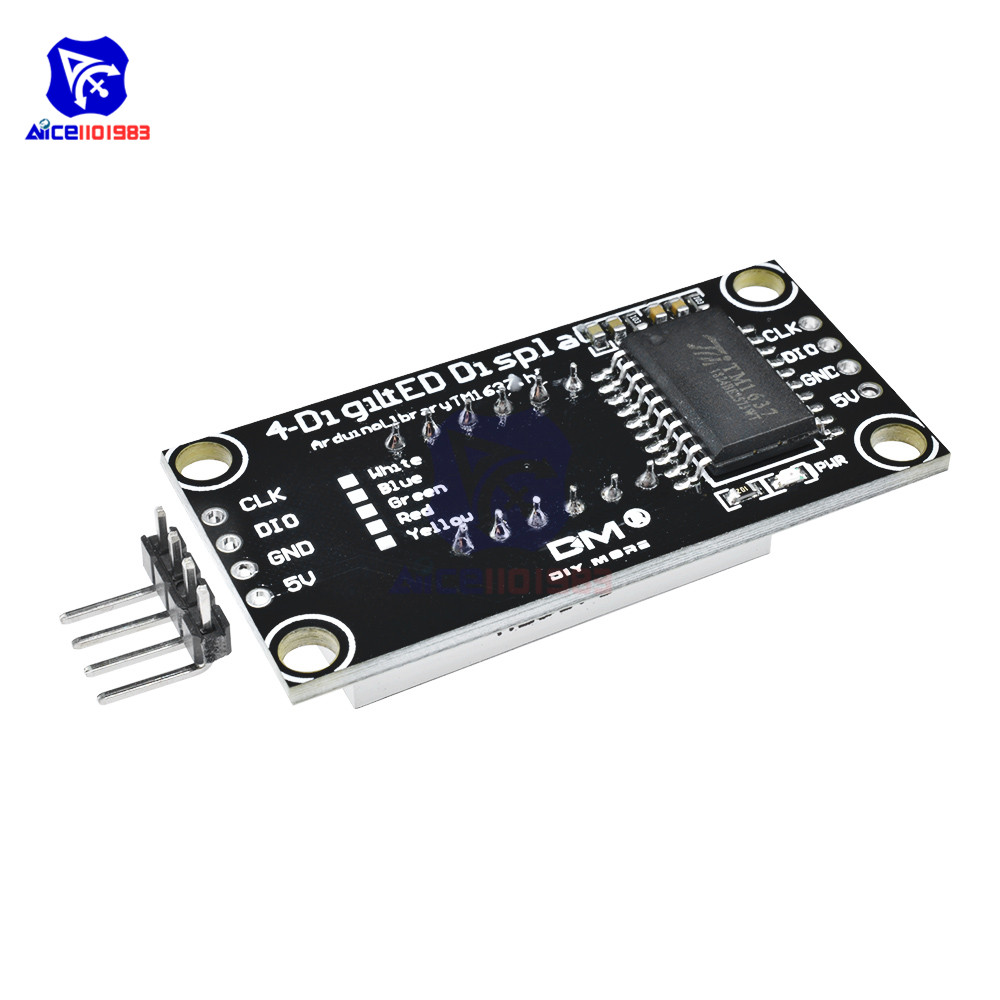 TM1637 0.36" 4 Bit LED Digital Tube Display 7 Segments Red Green Blue Yellow White LED Module Board with Pin for Arduino. 
