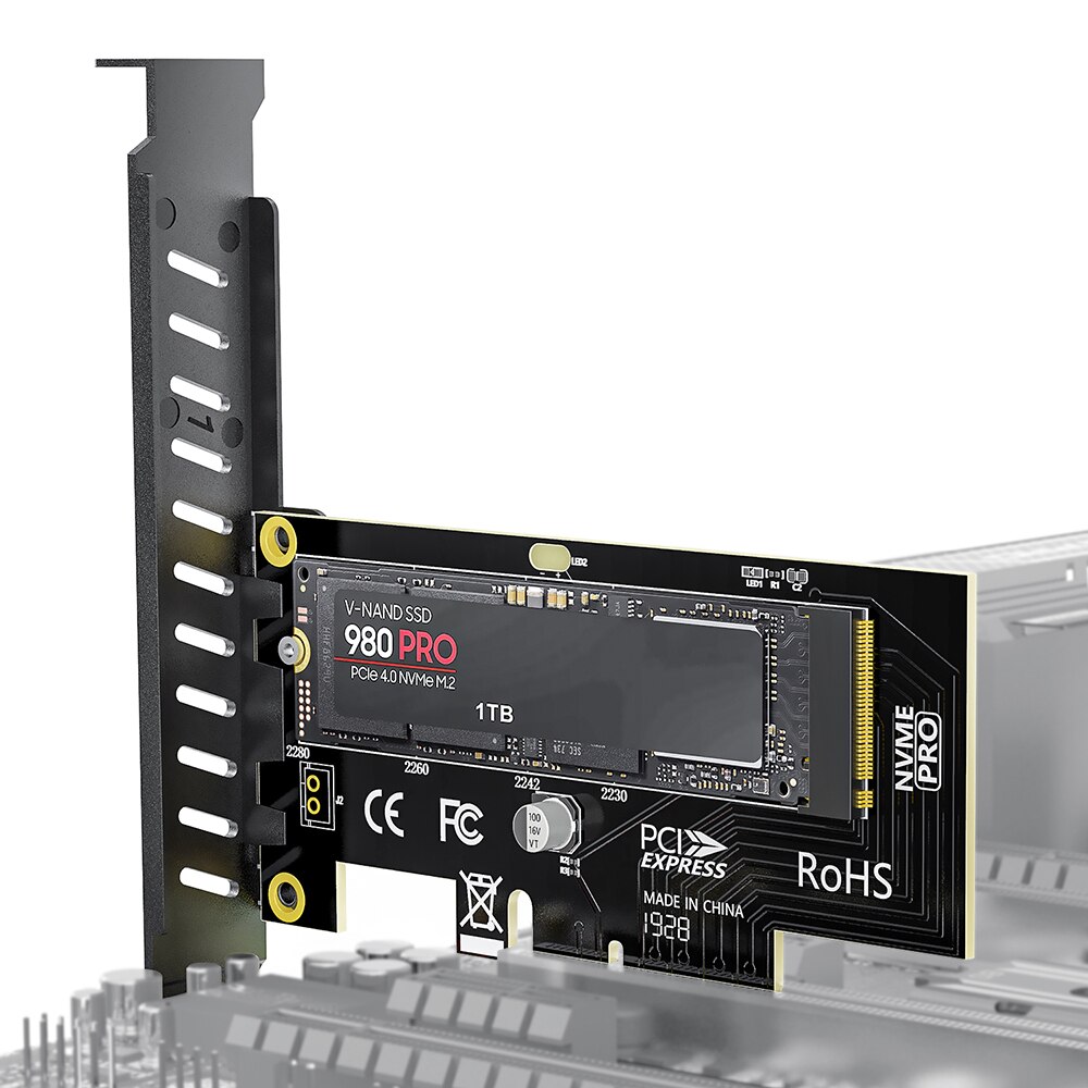 JEYI M.2 NVME SSD to PCIe 4.0 3.0 Adapter, 64Gbps SSD PCIe 4.0 X4 Expansion Card for Desktop PC , PCI-E GEN4 GEN3 Full Speed SK4. 