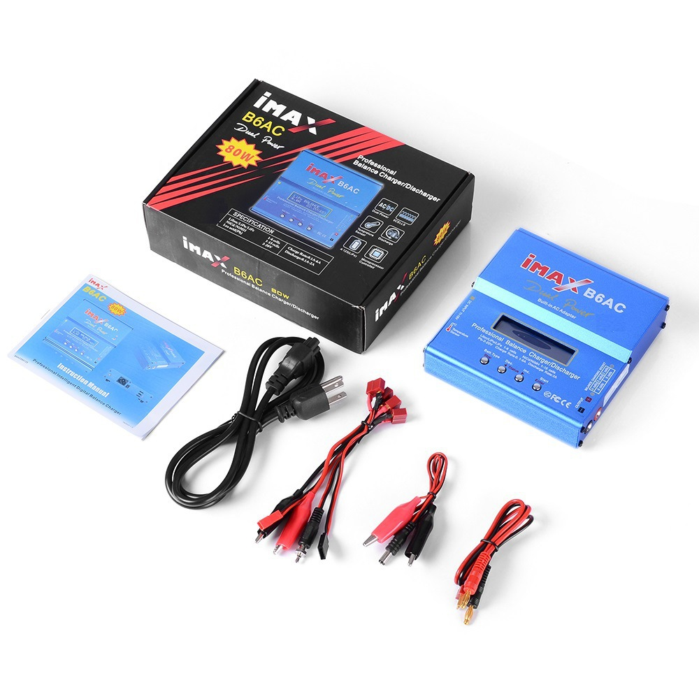 RCIMAX B6 Digtal LCD RC Battery Balance Charger Discharger with 15v 6A AC/DC Adaptor Deans Charge Cable for RC Lipo Li-Ion Ni-MH. 