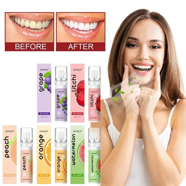 Oral Fresh Spray Fruit Breath Refresher Instant Fresh Breath Spray Watermelon Orange Peach Litchi Grape Aroma for Oral Care-22ml. 