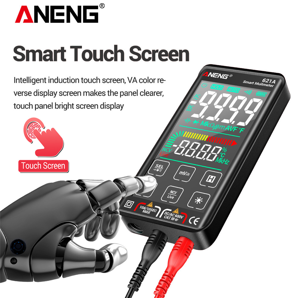 ANENG 621A Smart Digital Multimeter Touch Screen Multimetro Tester Transistor 9999 Counts True RMS Auto Range DC/AC 10A Meter. 