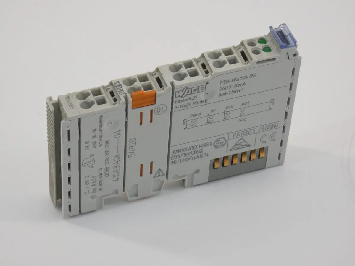 Wago 750-552, 2 Channel analogue output module, PLC module, Brand: Wago, Germany