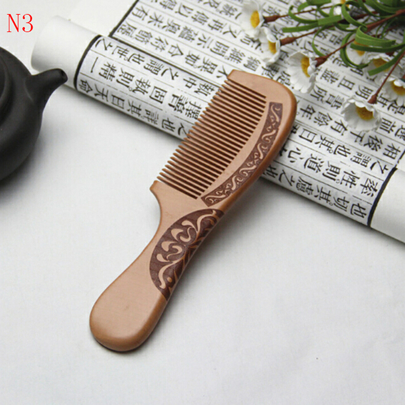 Natural Peach Wood Comb Close Teeth AntiStatic Head Massage Hair