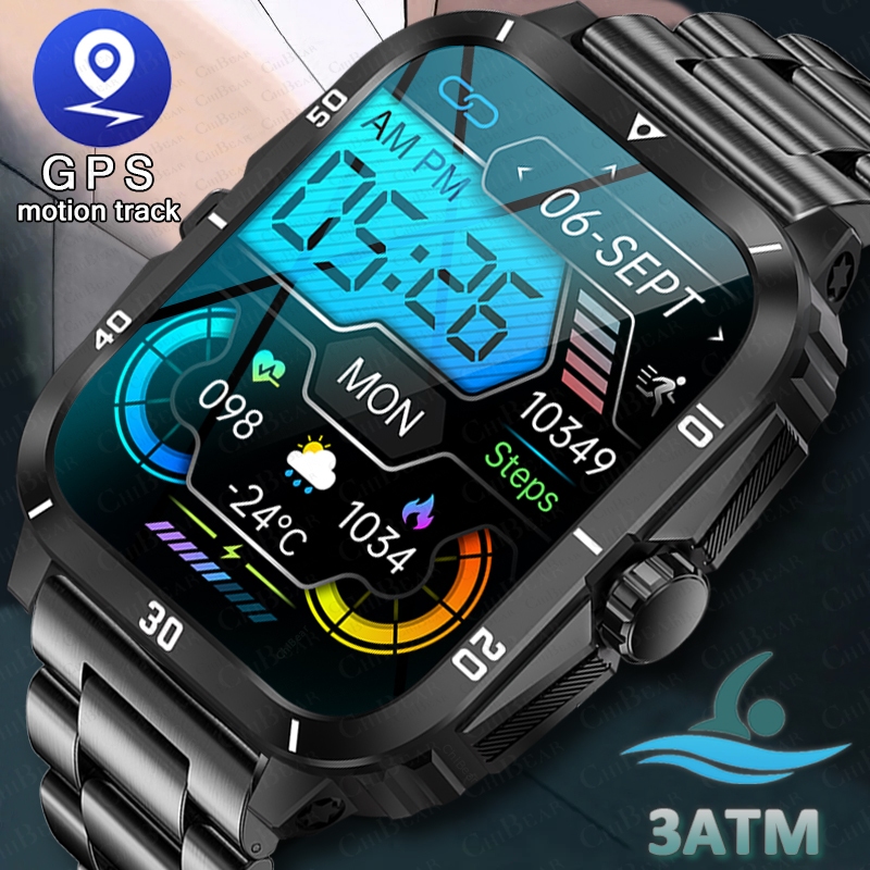 3ATM Waterproof Swimming Smart Watch Men 430 mAh Battery Ultra Long Standby 1.96 inch Bluetooth Call SmartWatch For Android IOS. 