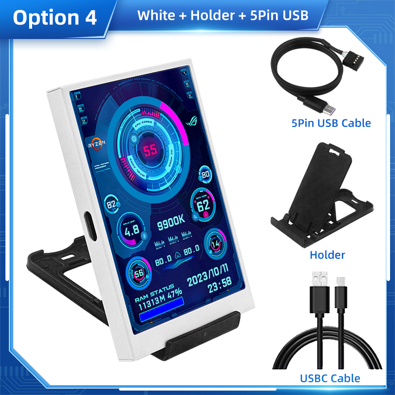 3.5 Inch IPS Type C Secondary Screen for Computer CPU GPU RAM HDD Display 320*480 USB LCD Monitor Freely AIDA64 Windows 10 11. 