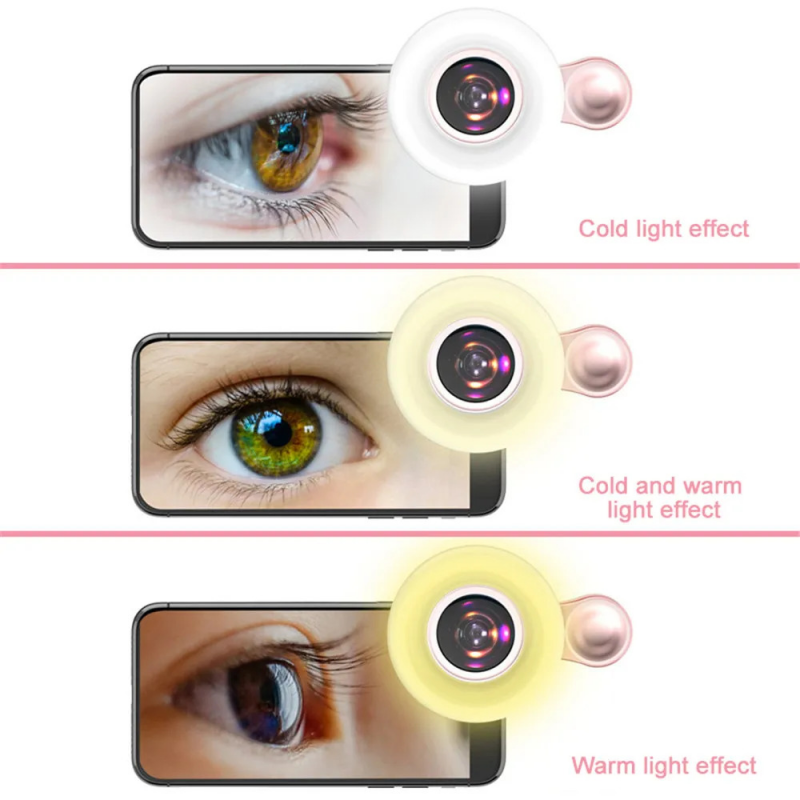 Phone Fill Light 15X Macro Lens Mobile Phone HD Camera Lens with LED Ring Flash Light Smartphone Selfie Live Lamp Fill Light. 