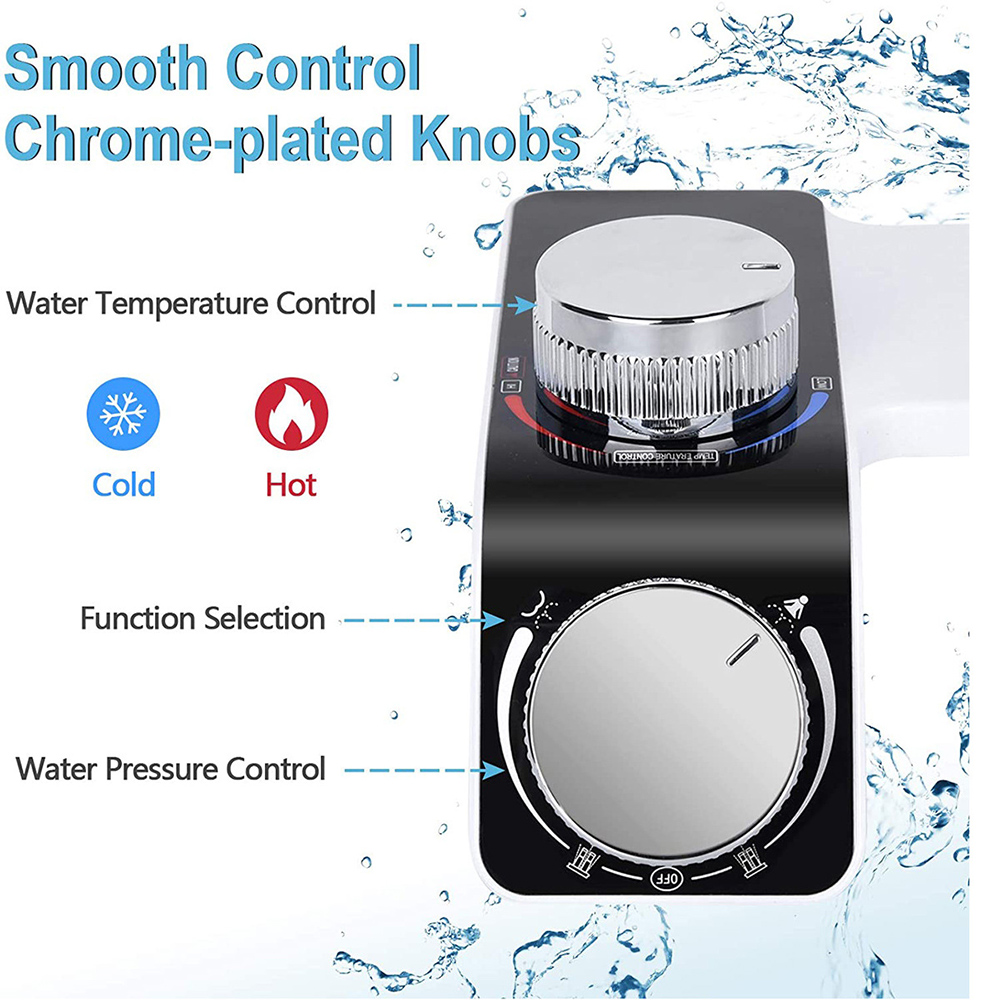 Bidet Attachment Self-Cleaning Double Nozzle Toilet Seat Adjustable Water Pressure Bidet Sprayer With Hose Non-Electric EU/US/AU. 