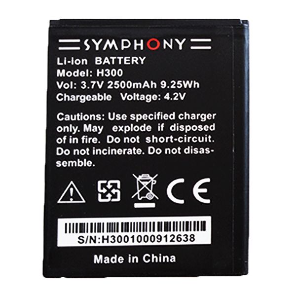 Symphony Battery For H300 / V120 / V140 / G100 / i18 / i65 / i10+ / i110  - High Quality. 